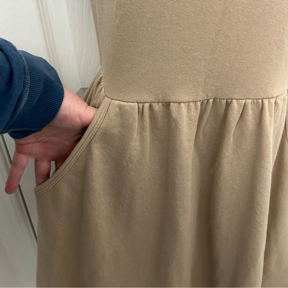 Camel Coloured Sweat-Dress with Pockets, Sz S - Picture 4 of 6